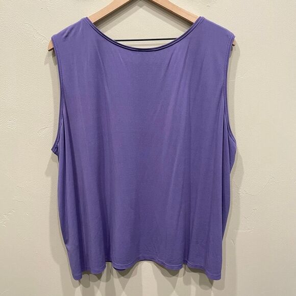 Eileen Fisher Woman Silk Sleeveless Tank Purple - Plus Size: 3X - Picture 2 of 7